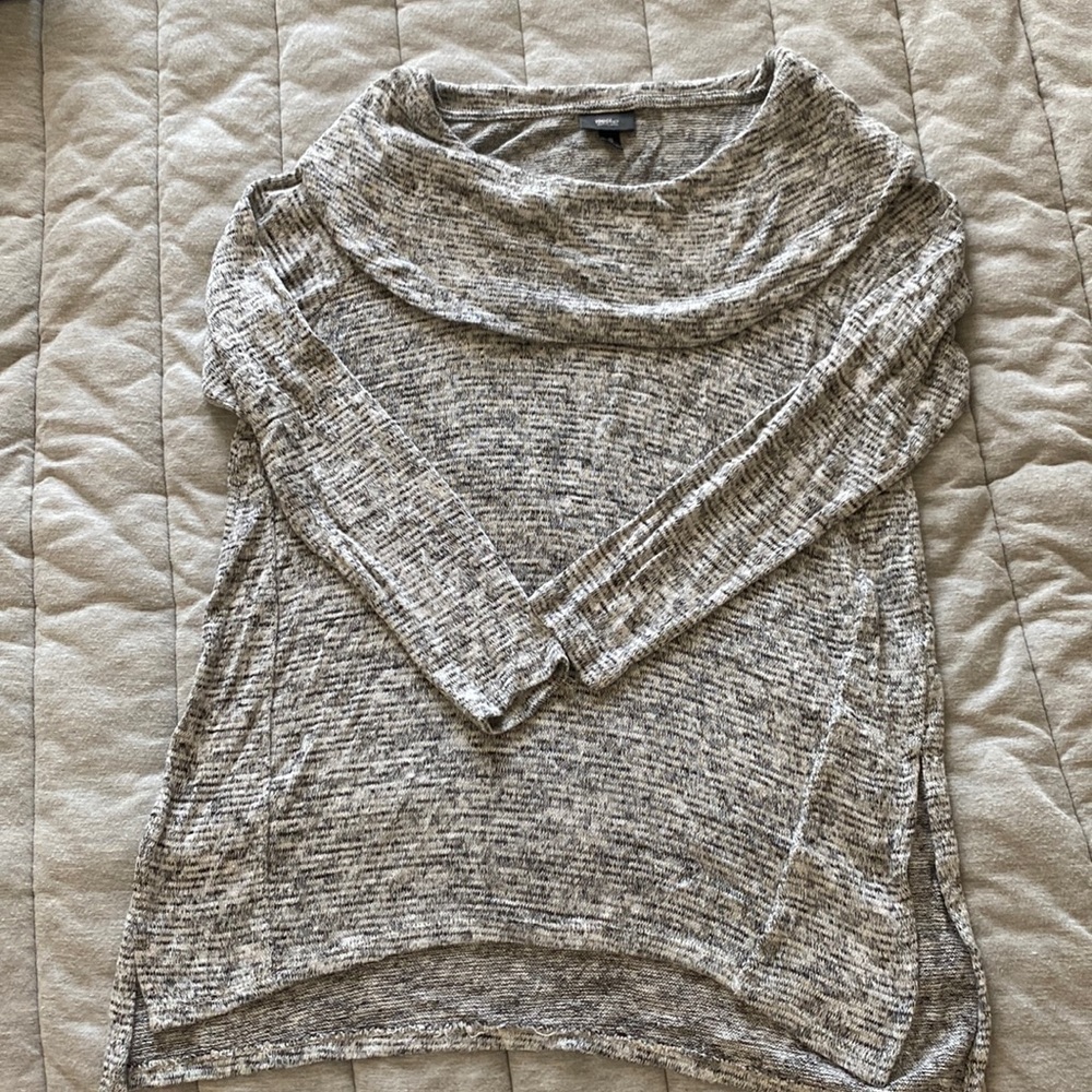 Light Marled Gray Sweater with Cowlneck